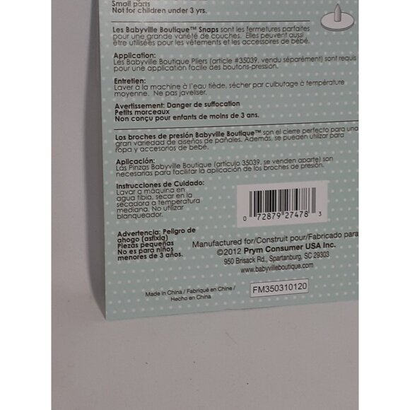 Babyville Boutique Snaps Size 20,  60 Sets pet Pkg, White, Sewing Crafts Infant - Picture 10 of 10